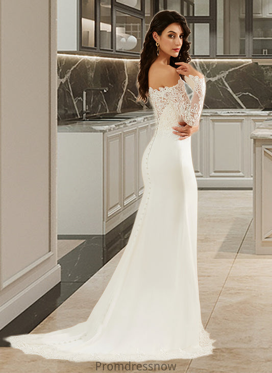 Regan Trumpet/Mermaid Off-the-Shoulder Court Train Wedding Dress With Lace HPP0013680