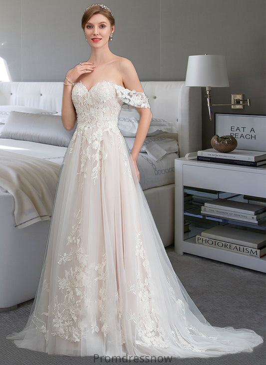 Liz Ball-Gown/Princess Sweetheart Sweep Train Tulle Wedding Dress HPP0013685