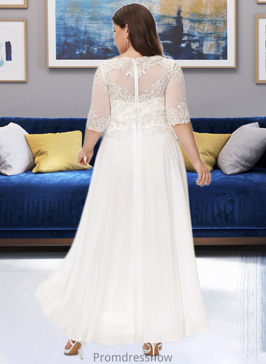 Ayana A-Line Scoop Neck Asymmetrical Chiffon Wedding Dress With Beading Sequins HPP0013686