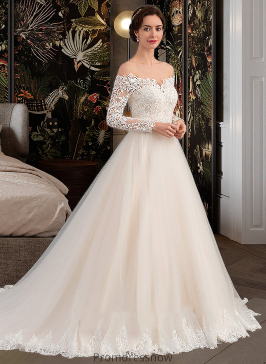 Rowan Ball-Gown/Princess Chapel Train Tulle Lace Wedding Dress HPP0013704