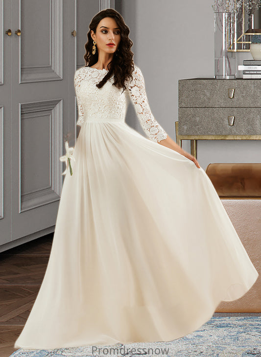 Everly A-Line Sweep Train Wedding Dress With Lace HPP0013715