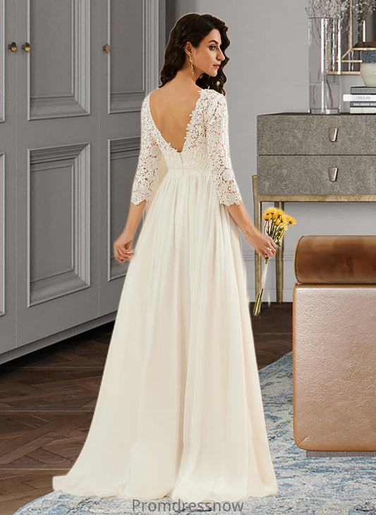 Everly A-Line Sweep Train Wedding Dress With Lace HPP0013715