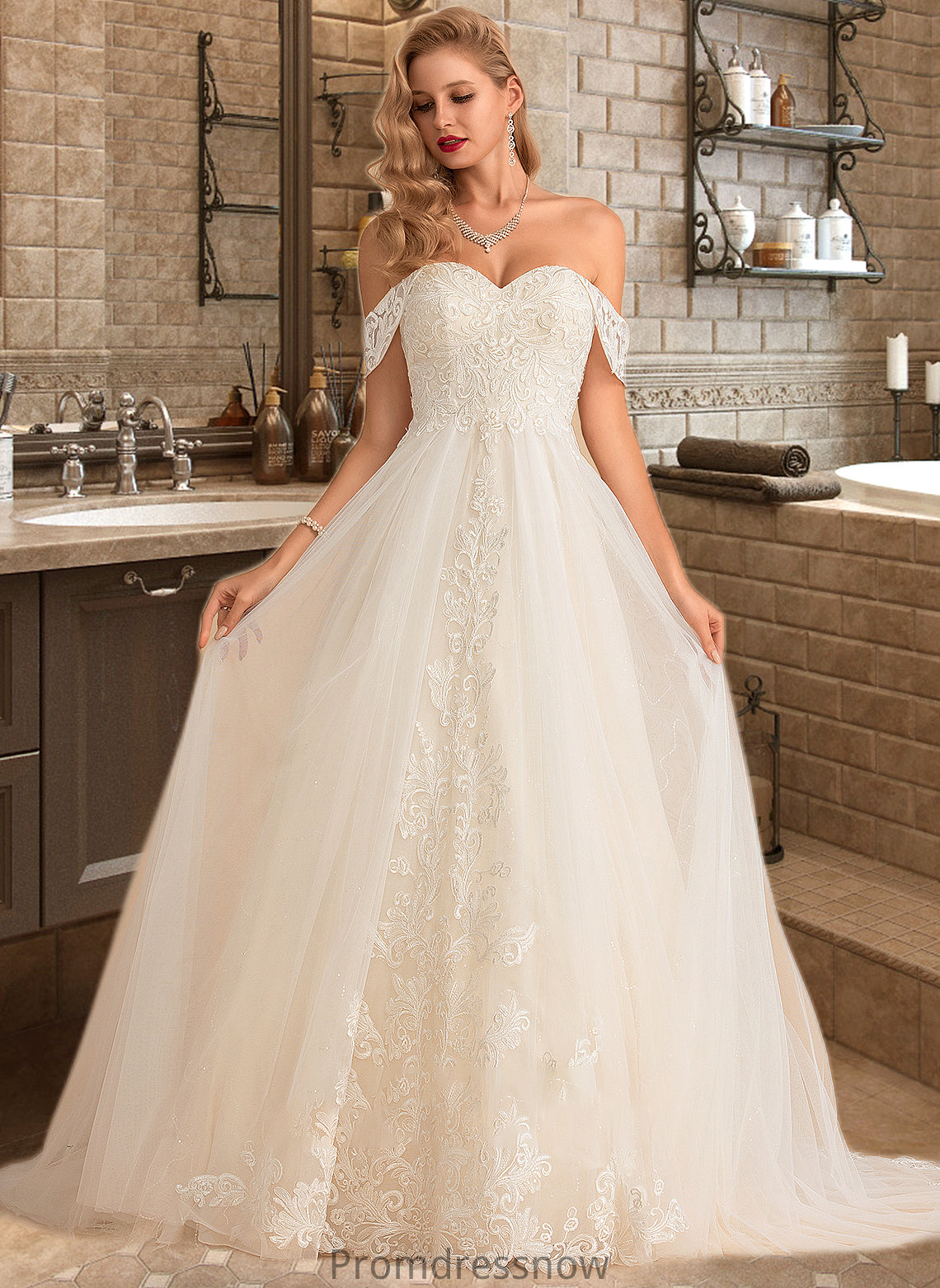 Mckayla Ball-Gown/Princess Chapel Train Tulle Lace Wedding Dress With Sequins HPP0013726