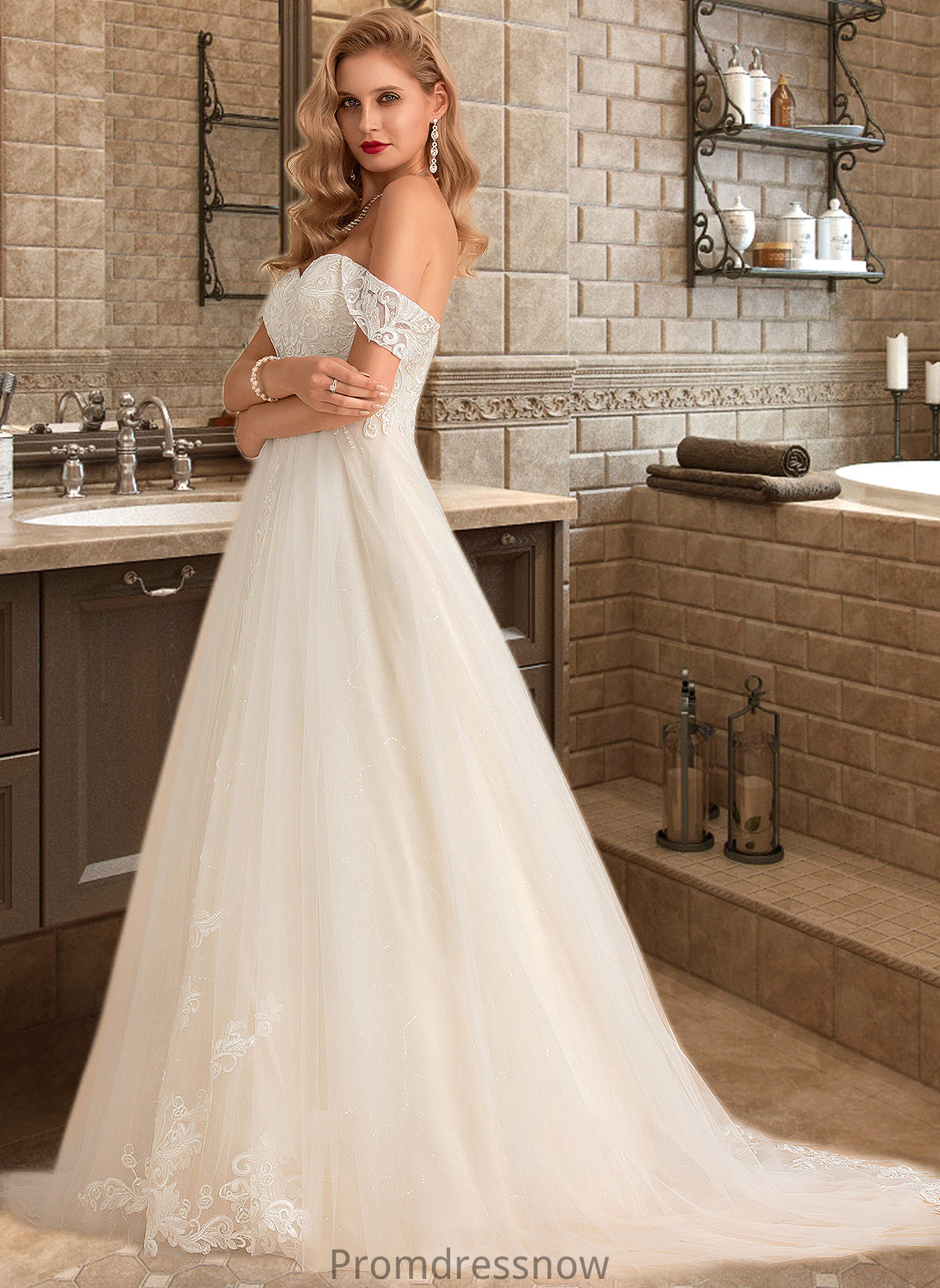 Mckayla Ball-Gown/Princess Chapel Train Tulle Lace Wedding Dress With Sequins HPP0013726