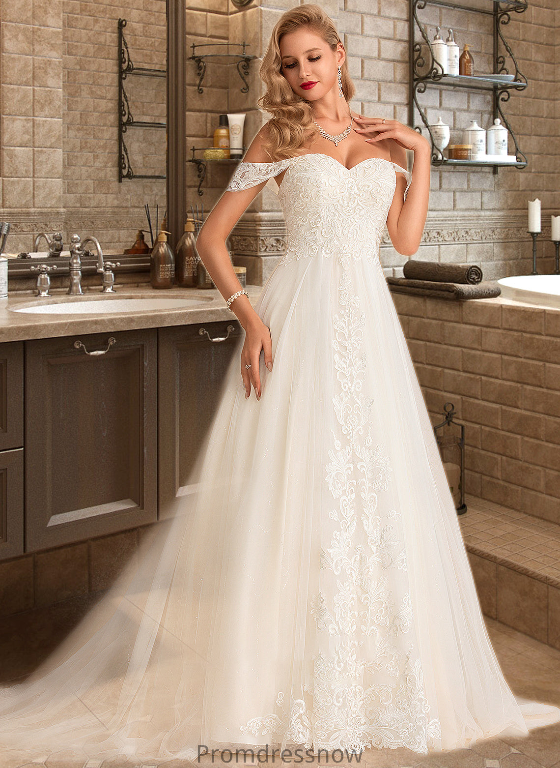 Mckayla Ball-Gown/Princess Chapel Train Tulle Lace Wedding Dress With Sequins HPP0013726