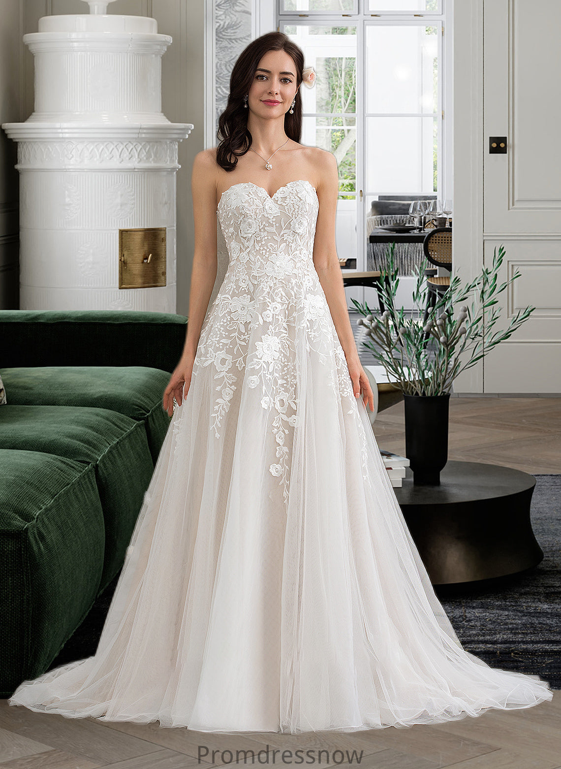 Muriel Ball-Gown/Princess Sweetheart Court Train Tulle Wedding Dress HPP0013732