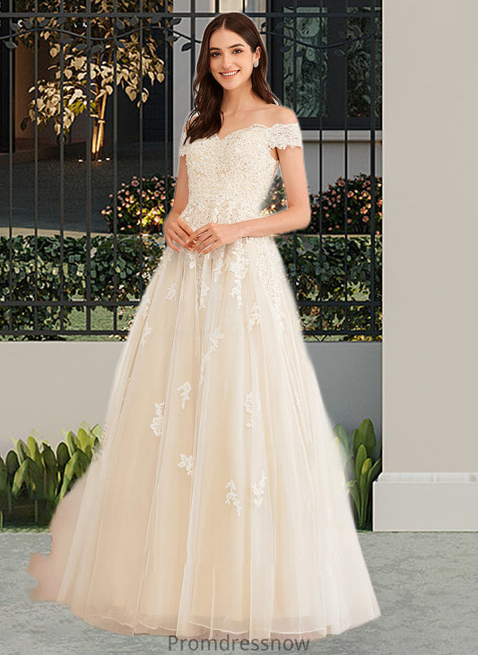 Rosa Ball-Gown/Princess Off-the-Shoulder Floor-Length Wedding Dress With Beading Sequins HPP0013765