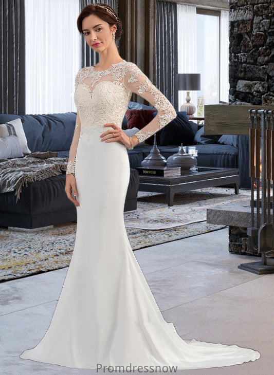 Tessa Trumpet/Mermaid Illusion Sweep Train Stretch Crepe Wedding Dress HPP0013767