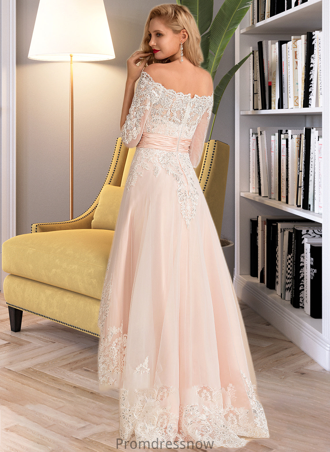 Delilah A-Line Asymmetrical Satin Tulle Lace Wedding Dress With Sequins HPP0013769