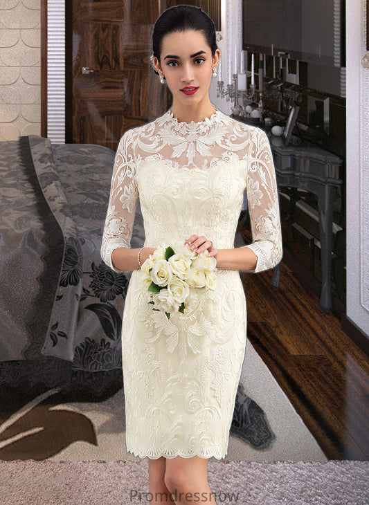 Sadie Sheath/Column High Neck Knee-Length Lace Wedding Dress HPP0013781