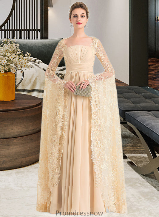 Mckinley A-Line Square Neckline Floor-Length Chiffon Wedding Dress With Ruffle Beading HPP0013783