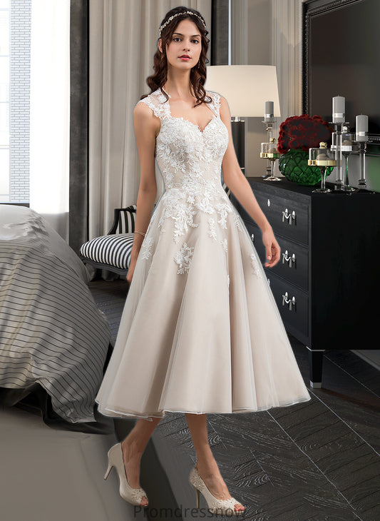 Alivia Ball-Gown/Princess Sweetheart Tea-Length Tulle Wedding Dress With Sequins HPP0013791