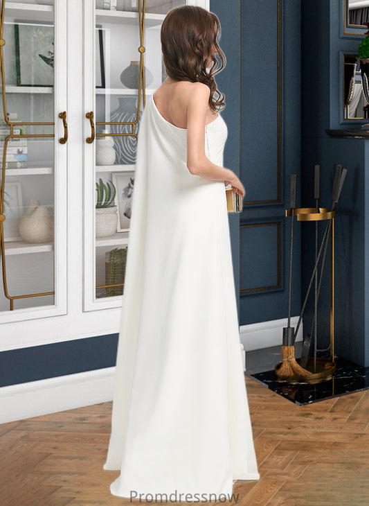 Rebekah Sheath/Column One-Shoulder Floor-Length Stretch Crepe Wedding Dress HPP0013801