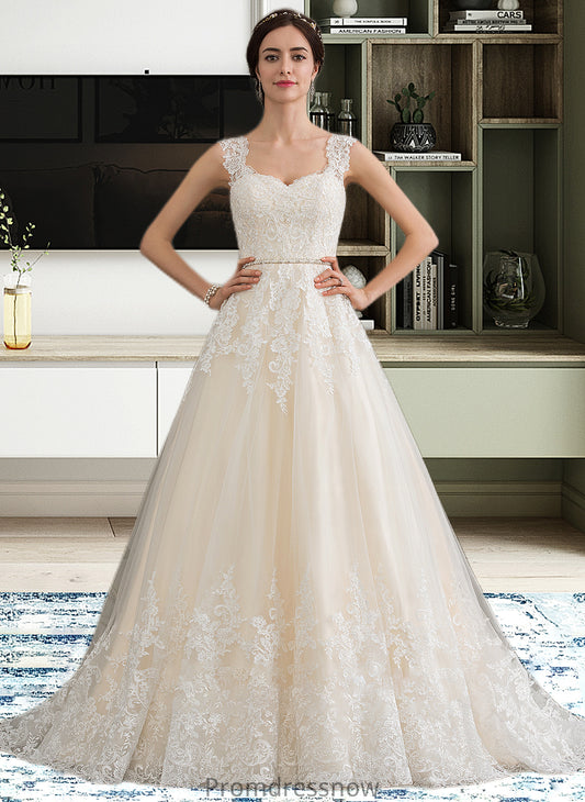 Gianna Ball-Gown/Princess Sweetheart Court Train Tulle Wedding Dress With Beading Sequins HPP0013813