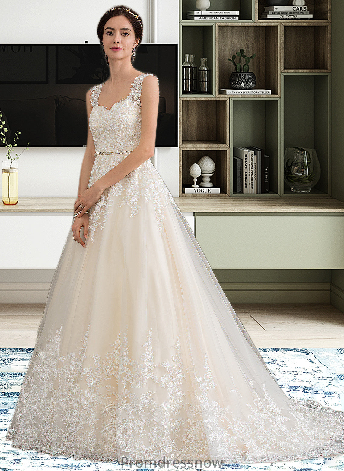 Gianna Ball-Gown/Princess Sweetheart Court Train Tulle Wedding Dress With Beading Sequins HPP0013813