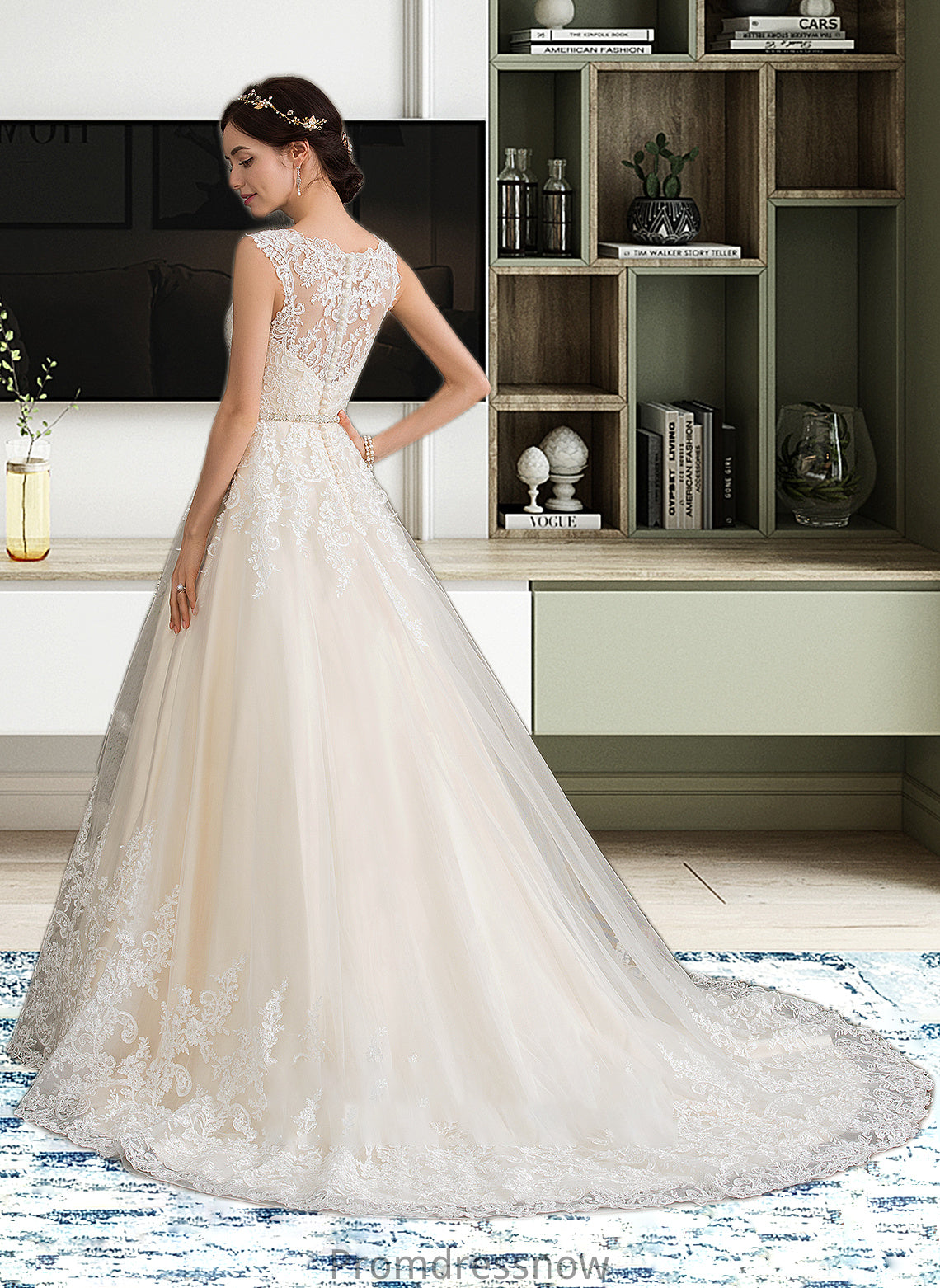 Gianna Ball-Gown/Princess Sweetheart Court Train Tulle Wedding Dress With Beading Sequins HPP0013813