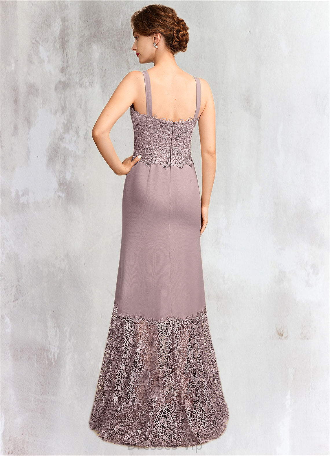 Lorelei Trumpet/Mermaid Square Neckline Asymmetrical Chiffon Lace Mother of the Bride Dress HP126P0015001