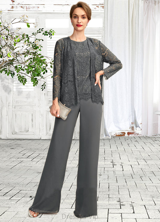 Scarlett Jumpsuit/Pantsuit Scoop Neck Floor-Length Chiffon Lace Mother of the Bride Dress HP126P0015006