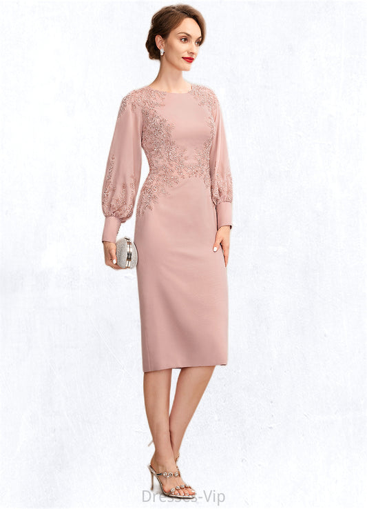 Nita Sheath/Column Scoop Neck Knee-Length Chiffon Lace Mother of the Bride Dress With Beading Sequins HP126P0015020