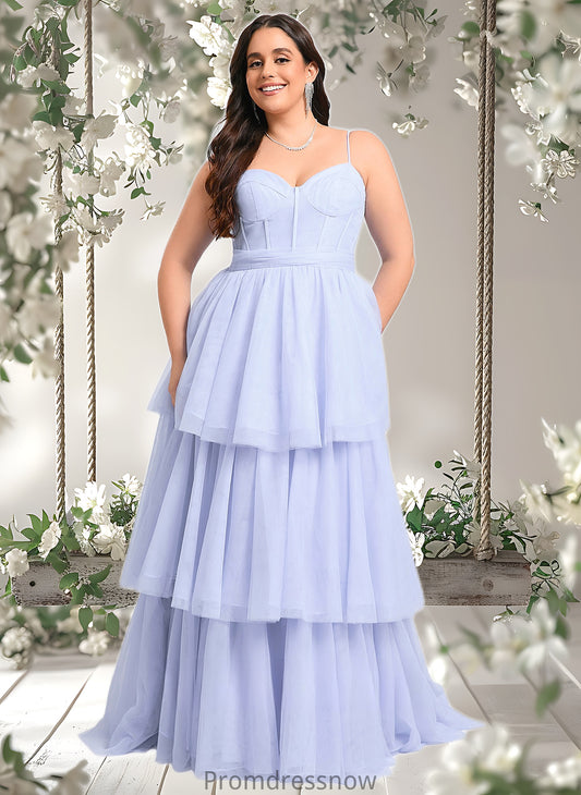 Christina Ball-Gown/Princess Sweetheart Sweep Train Tulle Prom Dresses With Bow HPP0025843