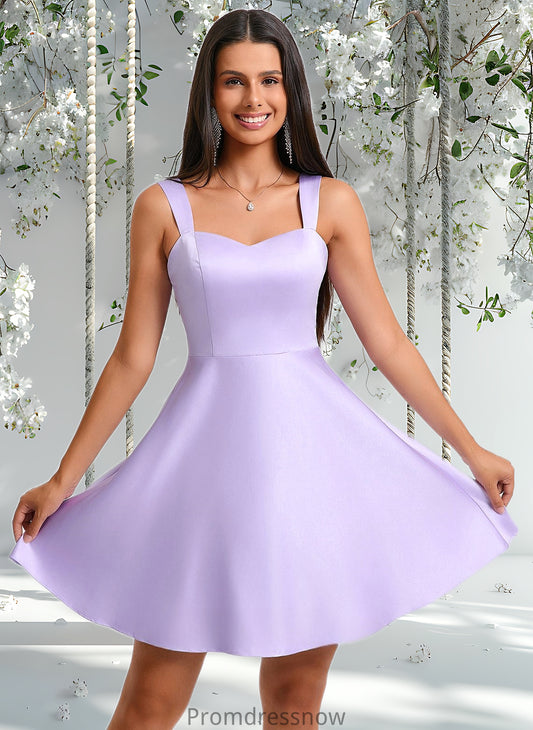 Hedwig A-line Sweetheart Short Satin Homecoming Dress With Bow HPP0025682