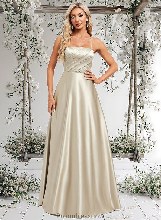 Chanel A-line Square Floor-Length Satin Bridesmaid Dress HPP0025789