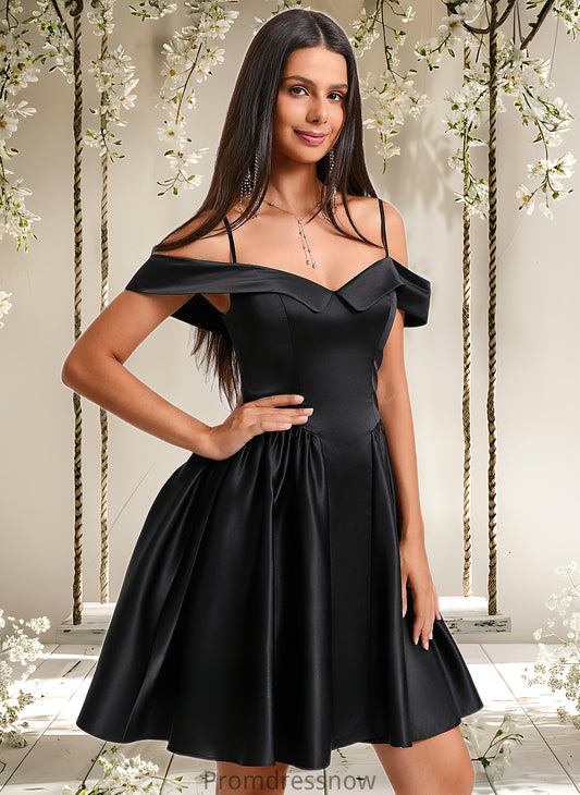 Carla A-line Off the Shoulder Short Satin Homecoming Dress HPP0025704