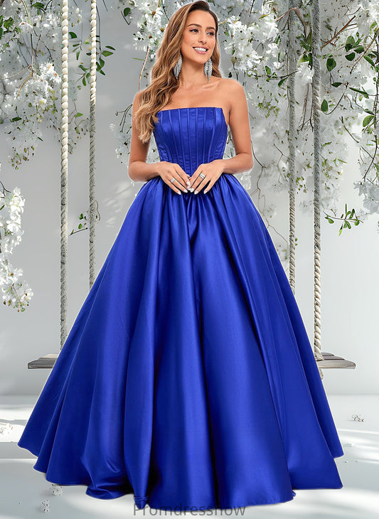 Tiara Ball-Gown/Princess Straight Floor-Length Satin Prom Dresses HPP0025831