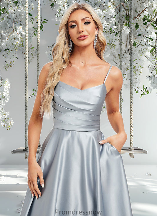 Cynthia A-line V-Neck Tea-Length Satin Homecoming Dress HPP0025694