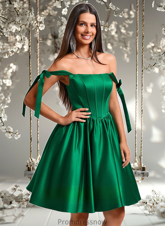 Makaila Ball-Gown/Princess Straight Short Satin Homecoming Dress With Bow HPP0025645