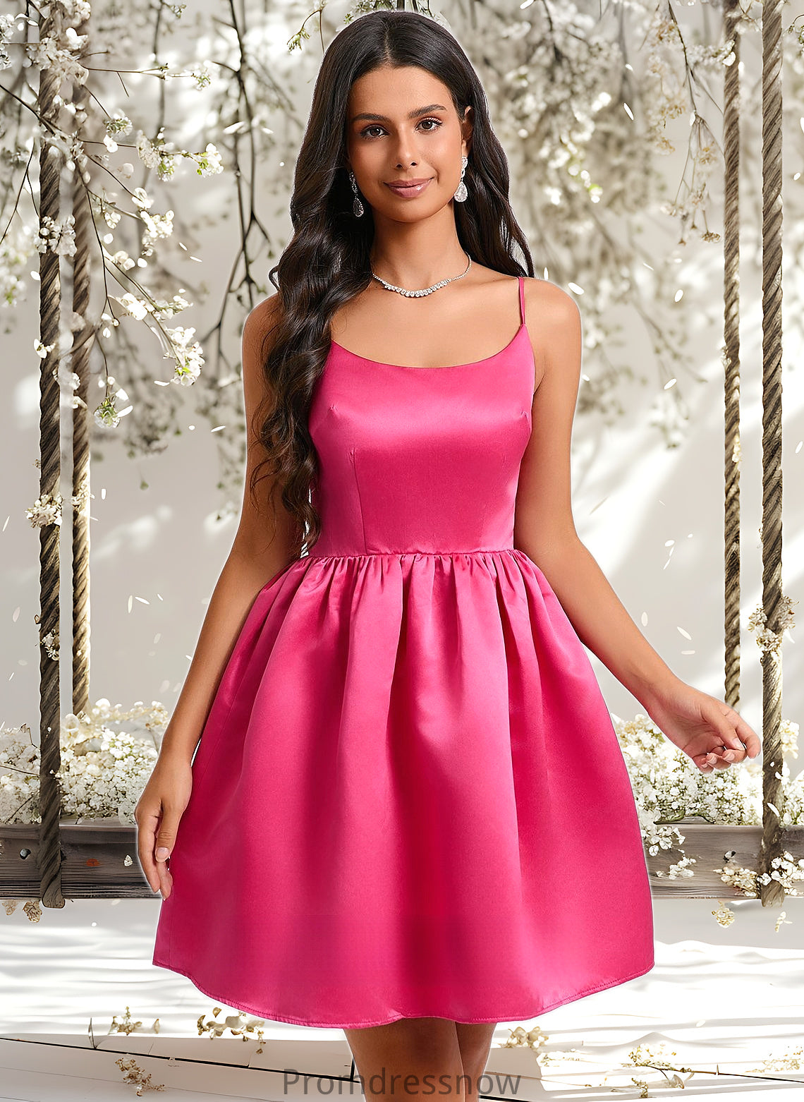 Trudie Ball-Gown/Princess Scoop Short Satin Homecoming Dress HPP0025714