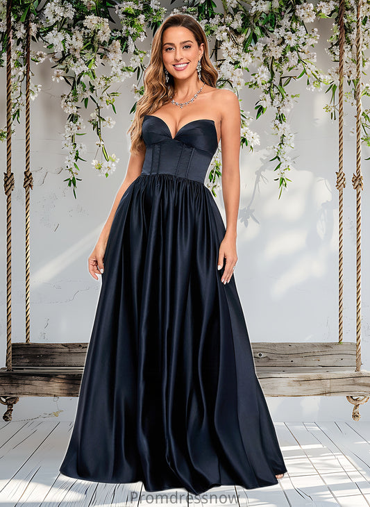 Kiara Ball-Gown/Princess V-Neck Floor-Length Satin Prom Dresses HPP0025840