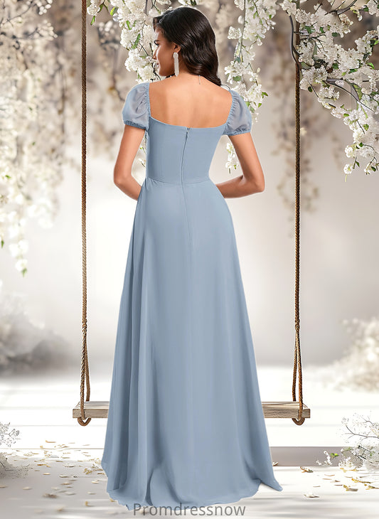 Sarai A-line Square Floor-Length Chiffon Prom Dresses With Ruffle HPP0025872