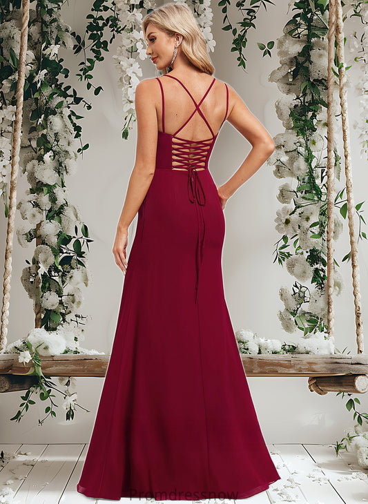 Carolina Trumpet/Mermaid Square Floor-Length Chiffon Bridesmaid Dress HPP0025826