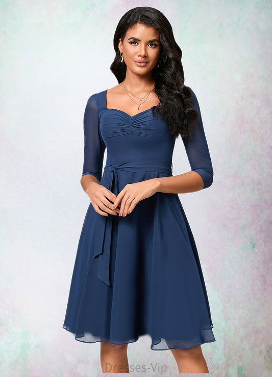 Haylee A-line V-Neck Knee-Length Chiffon Cocktail Dress With Ruffle HPP0022333