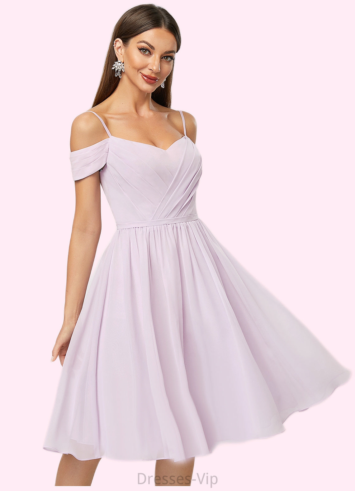 Adrianna A-line V-Neck Knee-Length Chiffon Cocktail Dress With Pleated HPP0022367