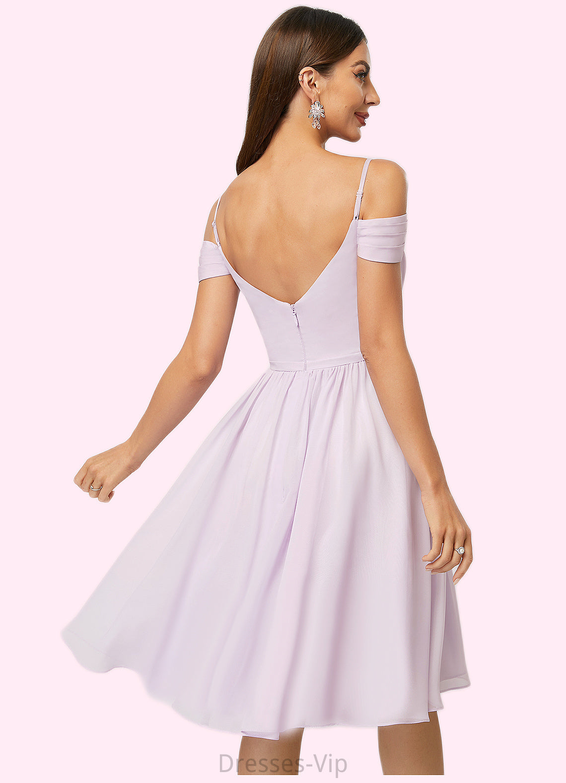 Adrianna A-line V-Neck Knee-Length Chiffon Cocktail Dress With Pleated HPP0022367