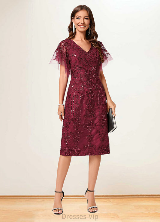 Dulce A-line Off the Shoulder Knee-Length Lace Sequin Cocktail Dress With Sequins HPP0022420