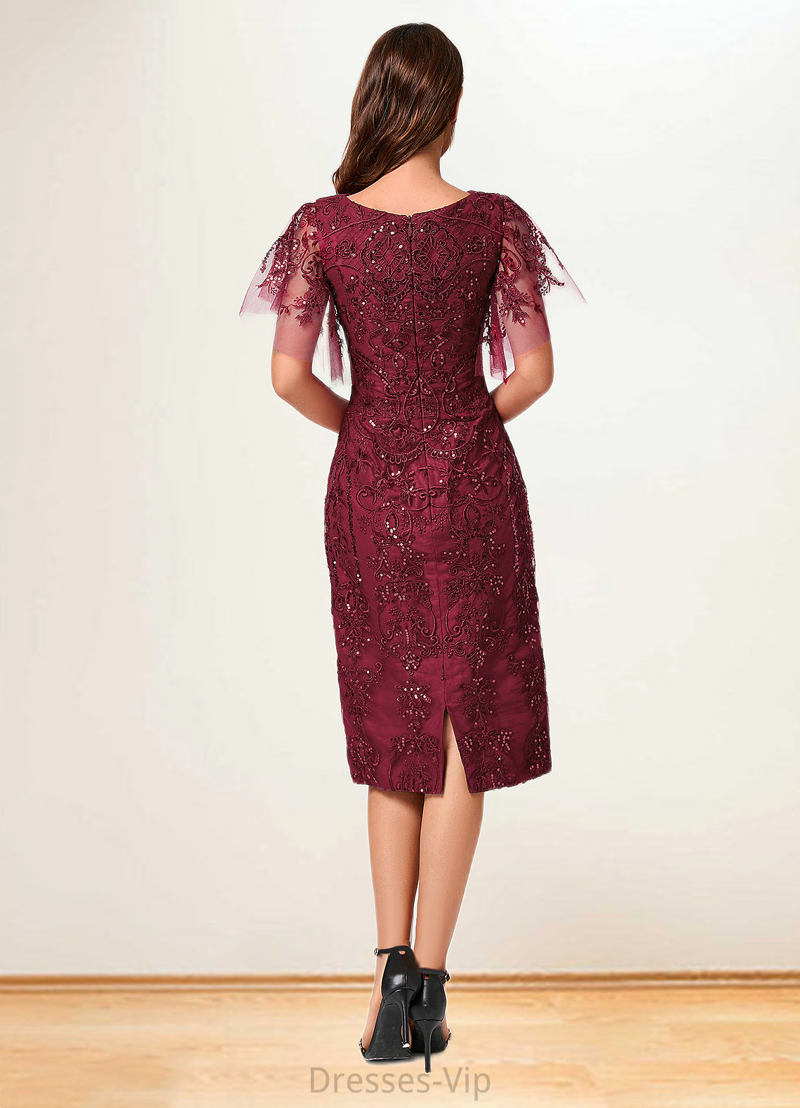 Dulce A-line Off the Shoulder Knee-Length Lace Sequin Cocktail Dress With Sequins HPP0022420