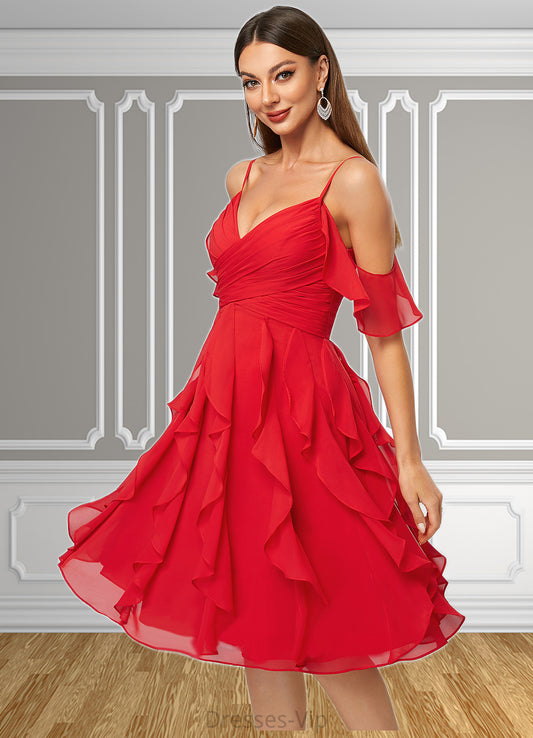 Madyson A-line Cold Shoulder Knee-Length Chiffon Cocktail Dress With Cascading Ruffles HPP0022513