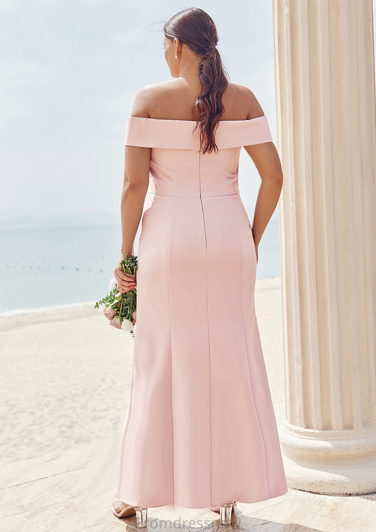 Trumpet/Mermaid Off-the-Shoulder Sleeveless Floor-Length Stretch Crepe Plus Size Bridesmaid Dresses Sandra HPP0025261