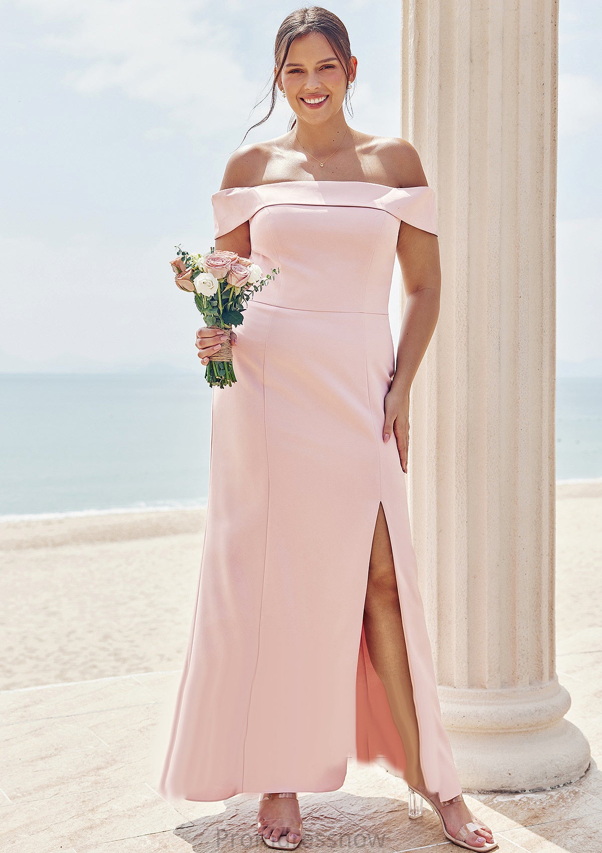 Trumpet/Mermaid Off-the-Shoulder Sleeveless Floor-Length Stretch Crepe Plus Size Bridesmaid Dresses Sandra HPP0025261