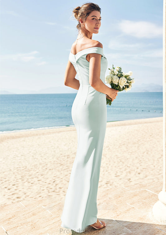 Trumpet/Mermaid Off-the-Shoulder Sleeveless Floor-Length Stretch Crepe Bridesmaid Dresses with Split Theresa HPP0025274