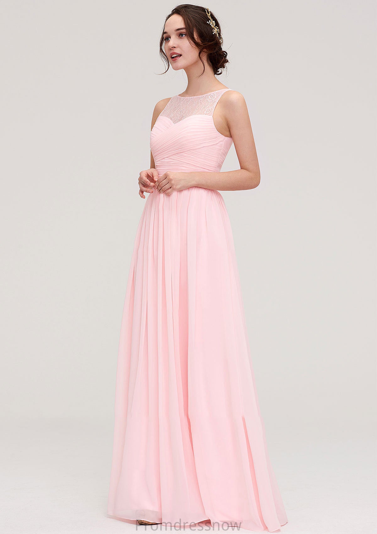 Sleeveless Chiffon A-line/Princess Long/Floor-Length Wedding Party Bridesmaid Dresses With Pleated Lace Ruth HPP0025332