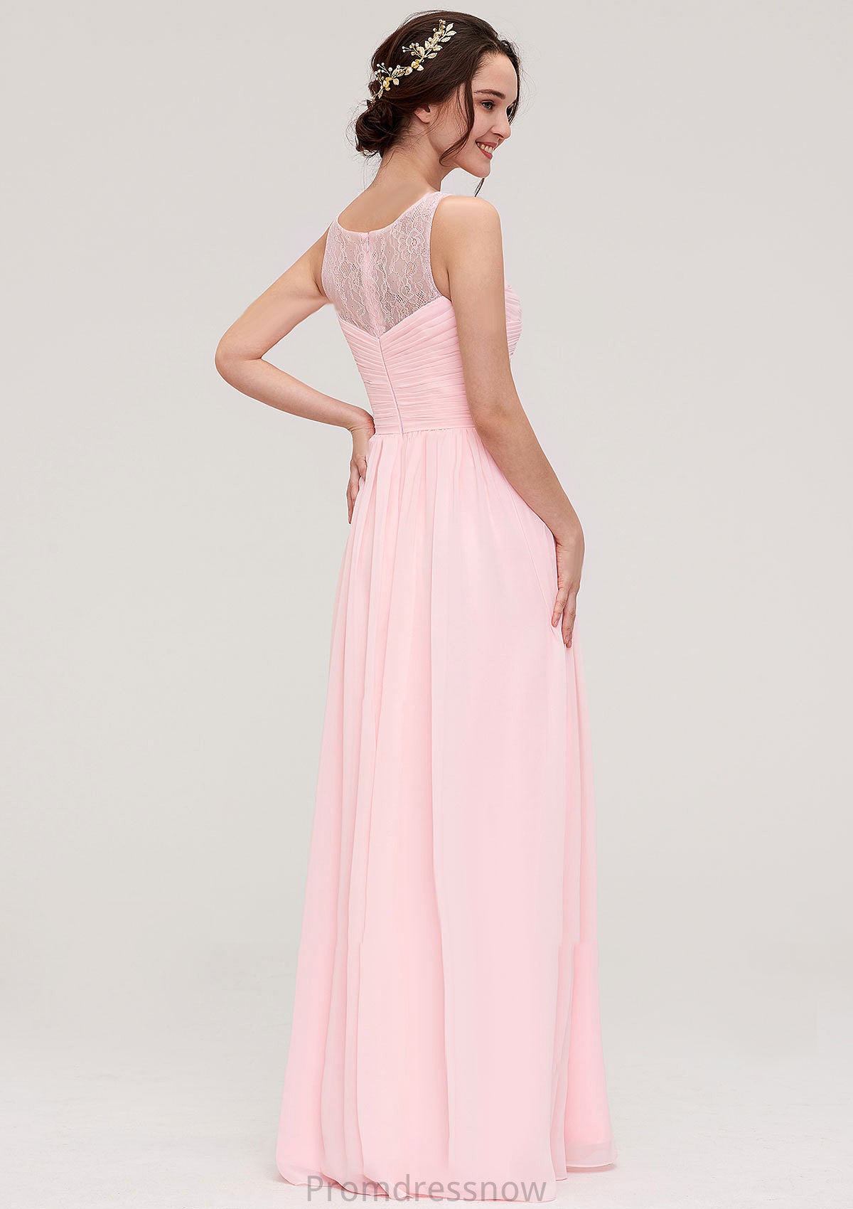 Sleeveless Chiffon A-line/Princess Long/Floor-Length Wedding Party Bridesmaid Dresses With Pleated Lace Ruth HPP0025332