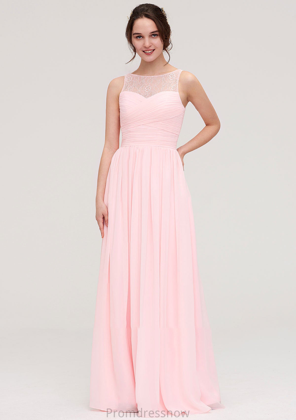 Sleeveless Chiffon A-line/Princess Long/Floor-Length Wedding Party Bridesmaid Dresses With Pleated Lace Ruth HPP0025332