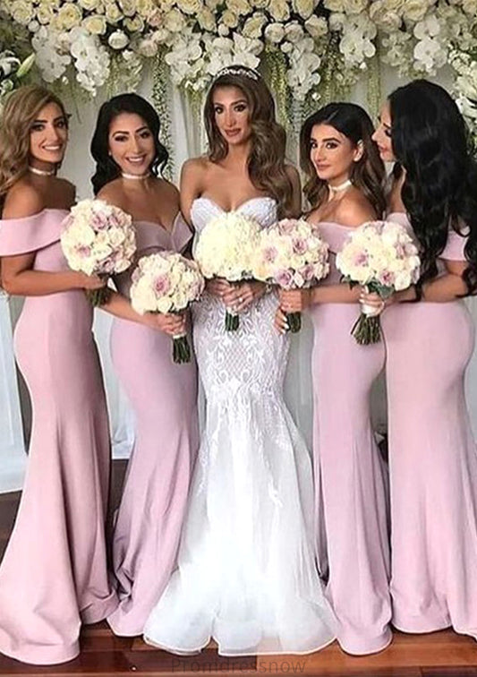 Trumpet/Mermaid Off-the-Shoulder Regular Straps Long/Floor-Length Elastic Satin Bridesmaid Dresses Hadassah HPP0025368