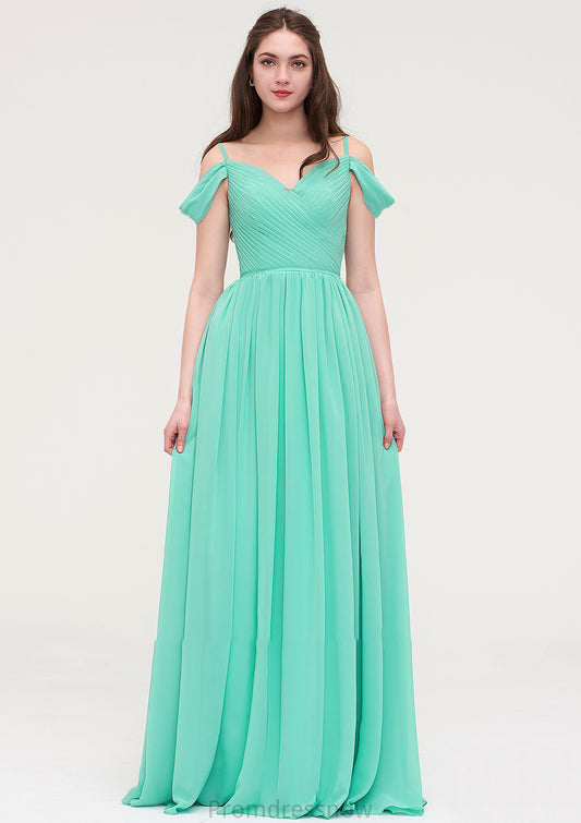 Sweetheart Sleeveless Long/Floor-Length Chiffon A-line/Princess Bridesmaid Dresses With Pleated Charlotte HPP0025422