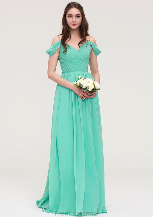 Sweetheart Sleeveless Long/Floor-Length Chiffon A-line/Princess Bridesmaid Dresses With Pleated Charlotte HPP0025422