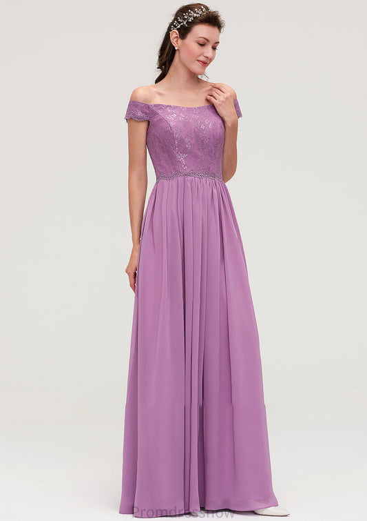 Sleeveless Off-the-Shoulder Long/Floor-Length Chiffon A-line/Princess Bridesmaid Dresseses With Appliqued Ryleigh HPP0025442